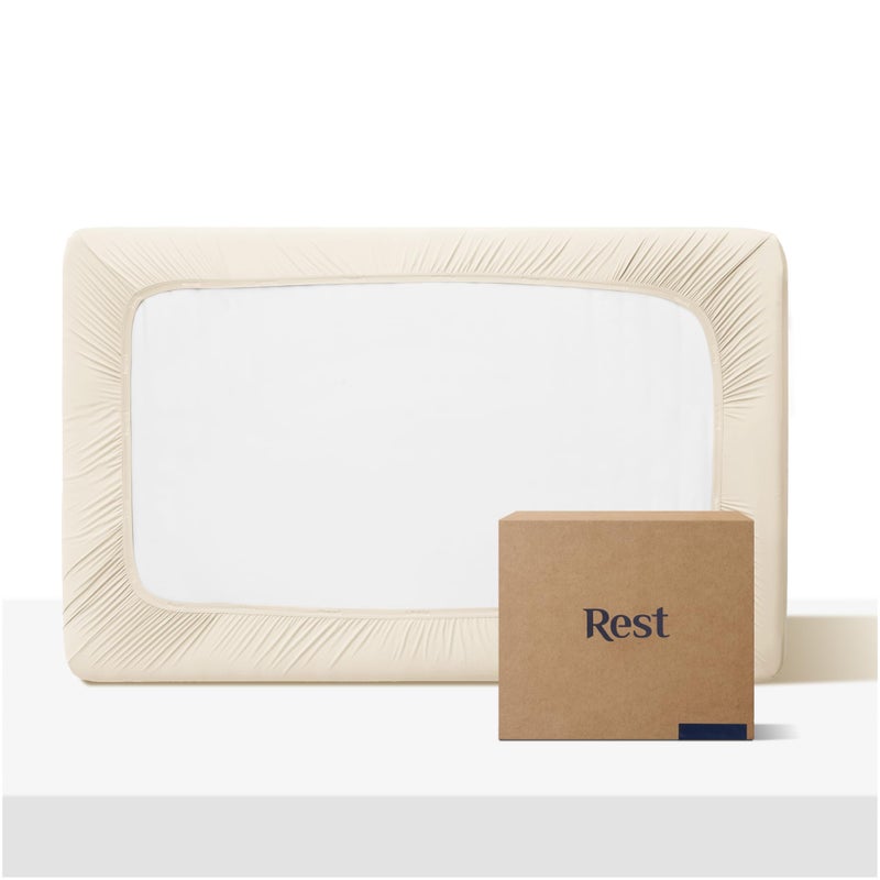 Rest REST Evercool+ Fitted Sheet  Twin XL Size  Snow Ivory  13"" Deep (up to 15)  Breathable Bedding for Hot Sleeper and Night Sweats  Bed Sheet with Ionic+ Self-Cleaning Silver Yarn for Sensitive Skin  - Image 1