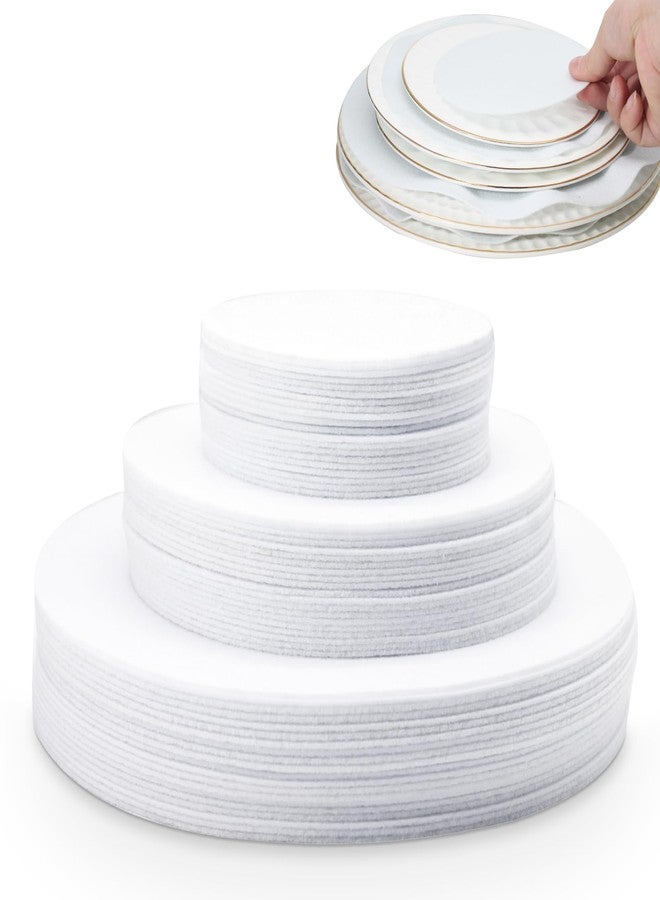 Cionyce 60 Pcs Felt Plate Dividers, Dinnerware Protection Pads 3 Different Size, Soft Thick Felt Plate Separators for China, Dish, Coffee Saucers Protecting(White) - Image 1