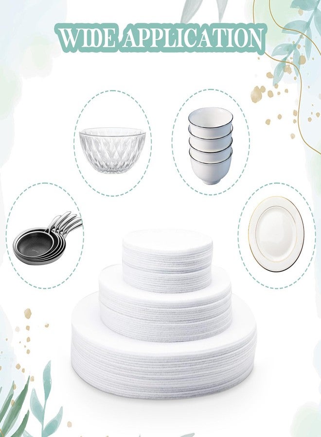 Cionyce 60 Pcs Felt Plate Dividers, Dinnerware Protection Pads 3 Different Size, Soft Thick Felt Plate Separators for China, Dish, Coffee Saucers Protecting(White) - Image 5