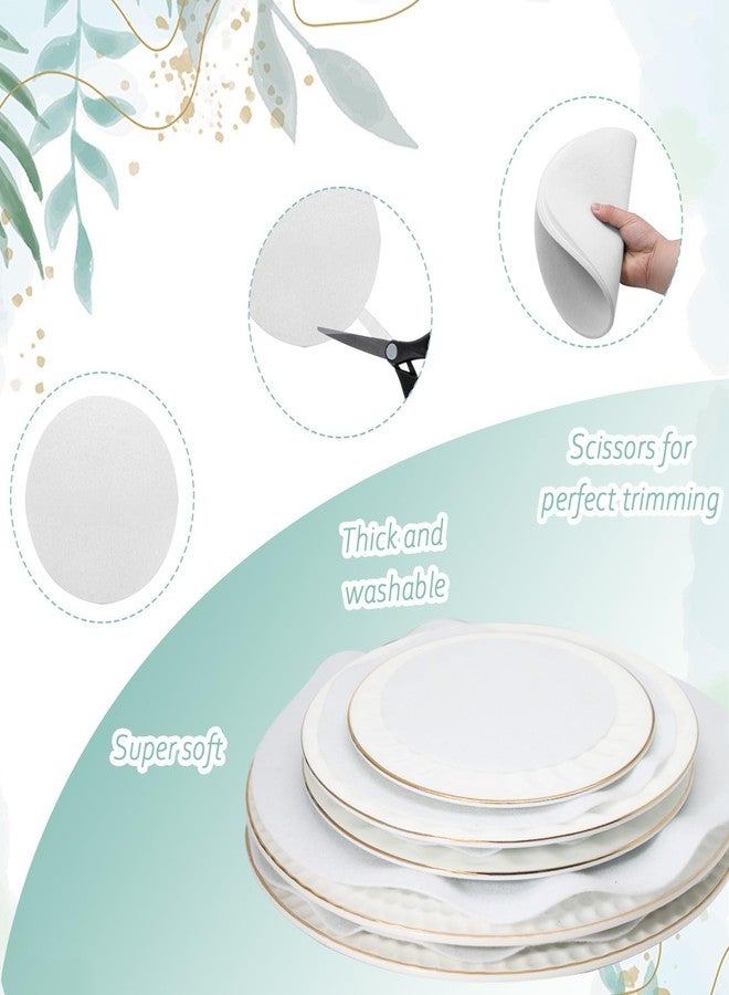 Cionyce 60 Pcs Felt Plate Dividers, Dinnerware Protection Pads 3 Different Size, Soft Thick Felt Plate Separators for China, Dish, Coffee Saucers Protecting(White) - Image 3