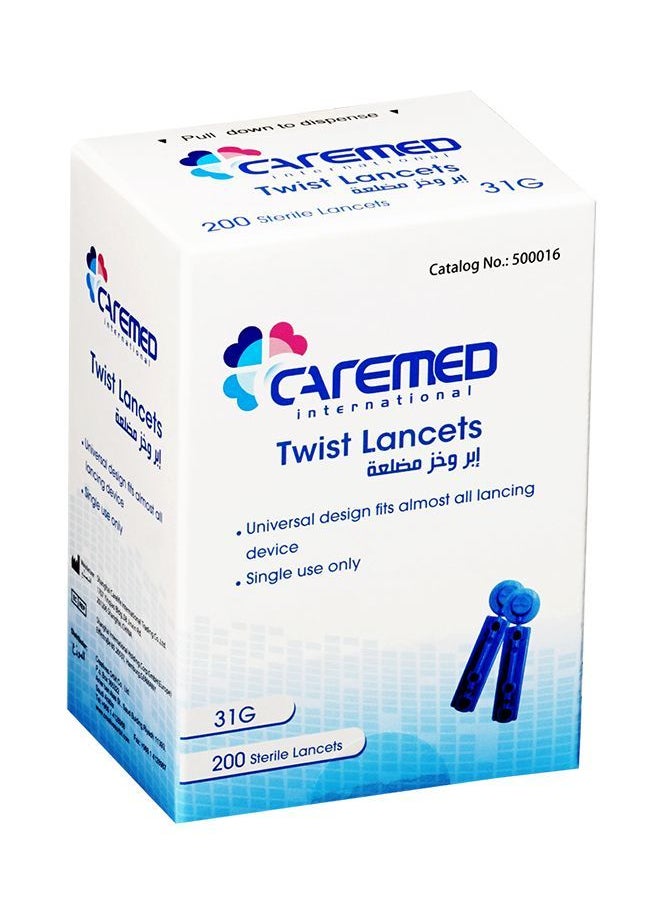 CAREMED - 200-pieces of Sterile Twist Lancets Suitable for All Lancing Devices - Image 1