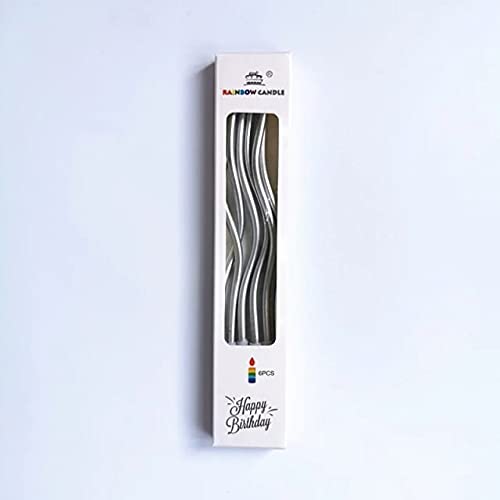 PartyToko Twisty Birthday Silver Candles Cake Candles Metallic Cake Cupcake Birthday Candles Baby Shower Wedding Party and Cake DecorationSilver Pack of 6 - Image 3