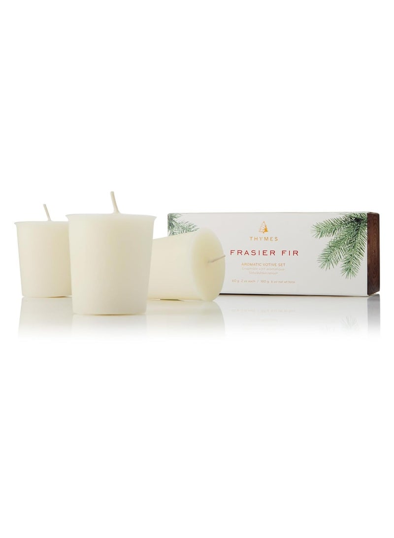 Thymes Thymes Votive Candle - Candles for Home Scented - White Candles - Decorative Candles - Christmas Candles - Pine Scented Candles - Frasier Fir (Pack of 3-2 Oz) - Image 1