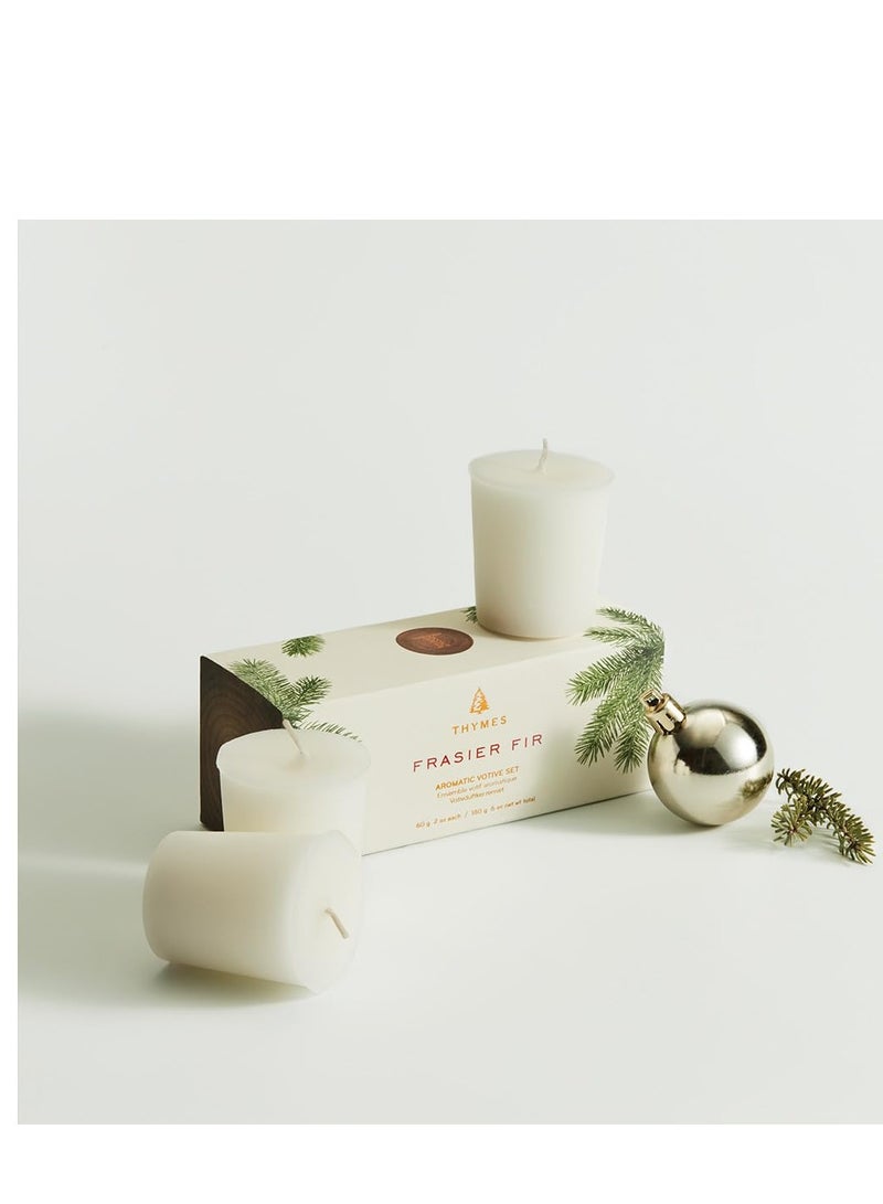 Thymes Thymes Votive Candle - Candles for Home Scented - White Candles - Decorative Candles - Christmas Candles - Pine Scented Candles - Frasier Fir (Pack of 3-2 Oz) - Image 2