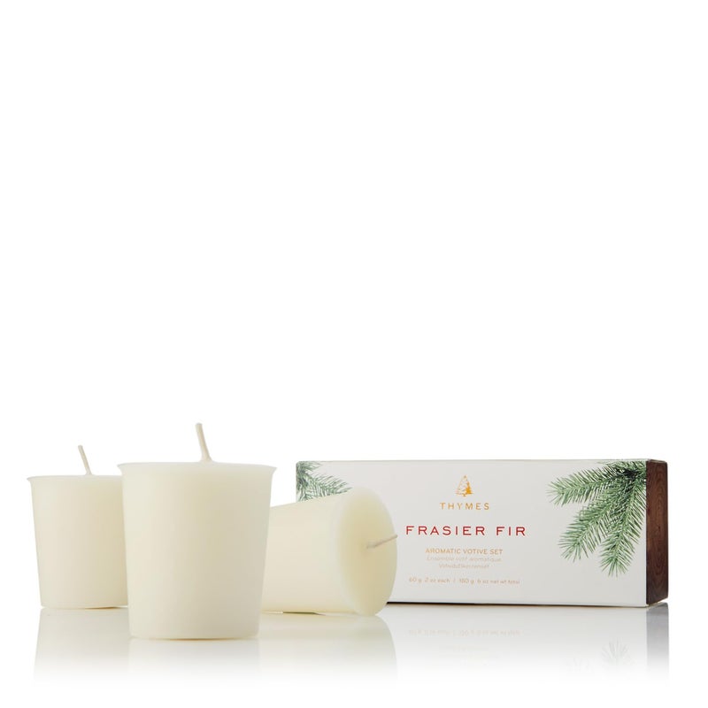 Thymes Frasier Fir Votive Candle Set of 3 - Scented Candles for Home - Luxury Home Fragrance Gifts for Women & Men - Home Decor (Pack of 3-2 Oz) - Image 1
