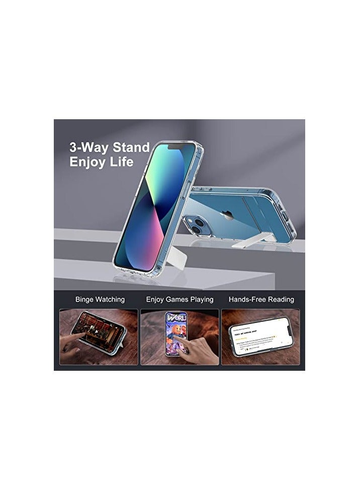 JETech Kickstand Case for iPhone 13, 6.1-Inch, Support Wireless Charging, Slim Shockproof Bumper Phone Cover, 3-Way Metal Stand (Clear) - Image 3