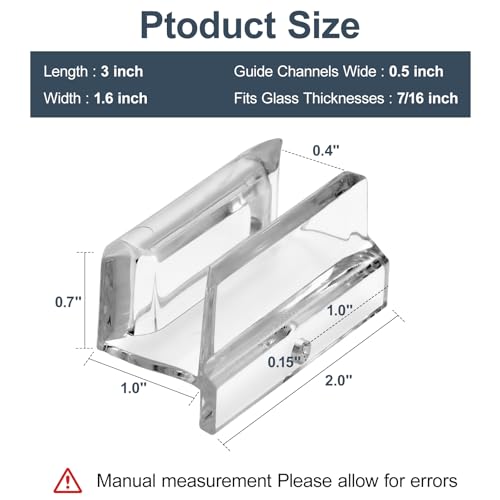 VYH Sliding Shower Door Bottom Guide for Sliding Shower Door (Top Hung) Shower Door Guide, 3/8 in Channels， Suitable for 3/8-inch Thick Shower Glass Doors， Shower Door Plastic Guide（1Pack） - Image 2
