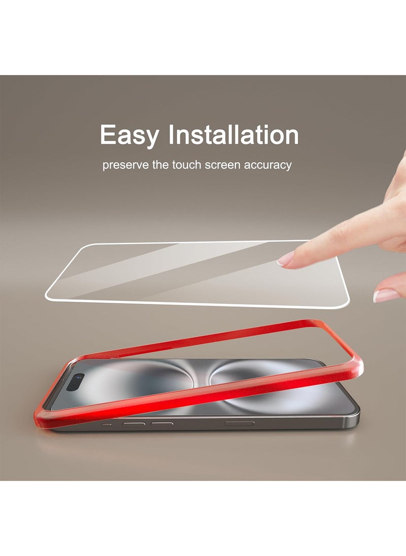 【2 Pack】 iPhone 17 Screen Protector, Anti-Fingerprint  Scratch Resistant Tempered Glass, with Easy Alignment Installation Frame, HD Clear, 9H Hardness, Bubble-Free, Case Friendly, Smooth Touch, Oil  Smudge Resistant, Full Protection for iPhone 17 Display - Image 2