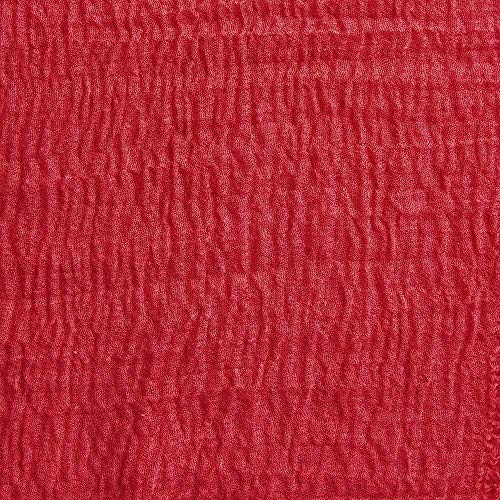 XRDSS Summer Cotton Blend Crinkle Vintage Soft Scarf with Fringed Edges 35" × 70" (Red) - Image 2