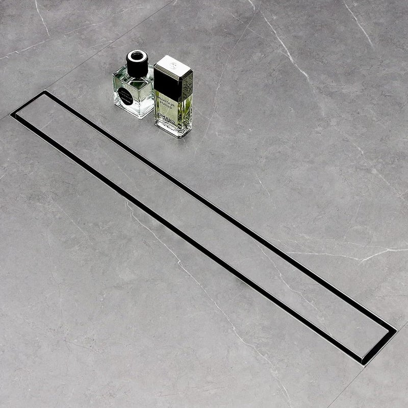 LIPKA Marble Insert Shower Drain Channel | 36 x 5 Inches| 304-Grade Stainless Steel Long Floor Drain for Bathrooms & Shower Areas | 21mm Marble Invisible Water Drainer with Side Hole & Cockroach Trap - Image 1
