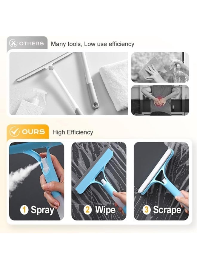 3 in 1 Spray Squeegee, 3 in 1 Window Cleaning Scraper, Window Squeegee with Spray, WindowSqueegee Cleaner Tool with SprayBottle for Glass, Flooring and Tiles, etc (Blue) - Image 2