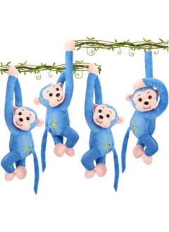 Excefore Stuffed Animals Toy, 4 Packs Hanging Monkey Stuffed Animal Monkey Plush Toy with Hook and Loop Fasteners Hands Large Stuffed Animal, Monkey Hanging 23 Inch for Adults Gifts Decors (Blue)  - Image 1