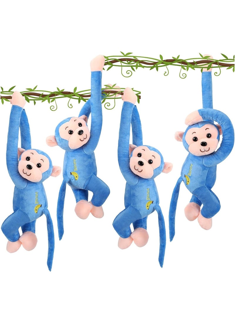 Excefore Stuffed Animals Toy, 4 Packs Hanging Monkey Stuffed Animal Monkey Plush Toy with Hook and Loop Fasteners Hands Large Stuffed Animal, Monkey Hanging 23 Inch for Adults Gifts Decors (Blue)  - Image 1