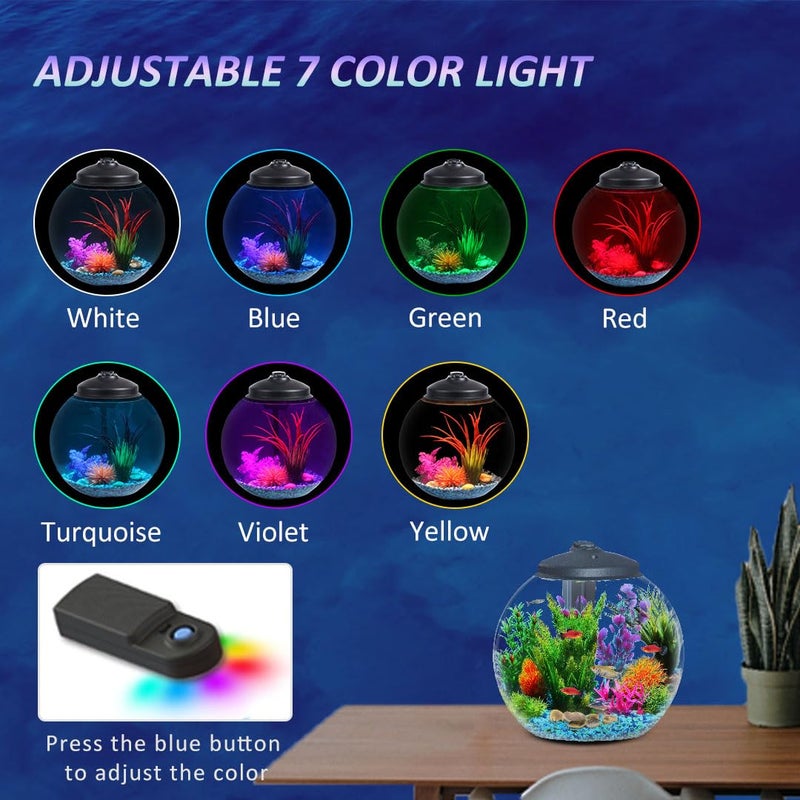 SW PRODUCTS 3-Gallon Fish Tank, Aquarium Starter Kit Includes Power Filter, LED Light with 5V Power Supply, and Full Hood, Ideal for Betta and a Variety of Tropical Fish, Impact-Resistant Plastic - Image 5
