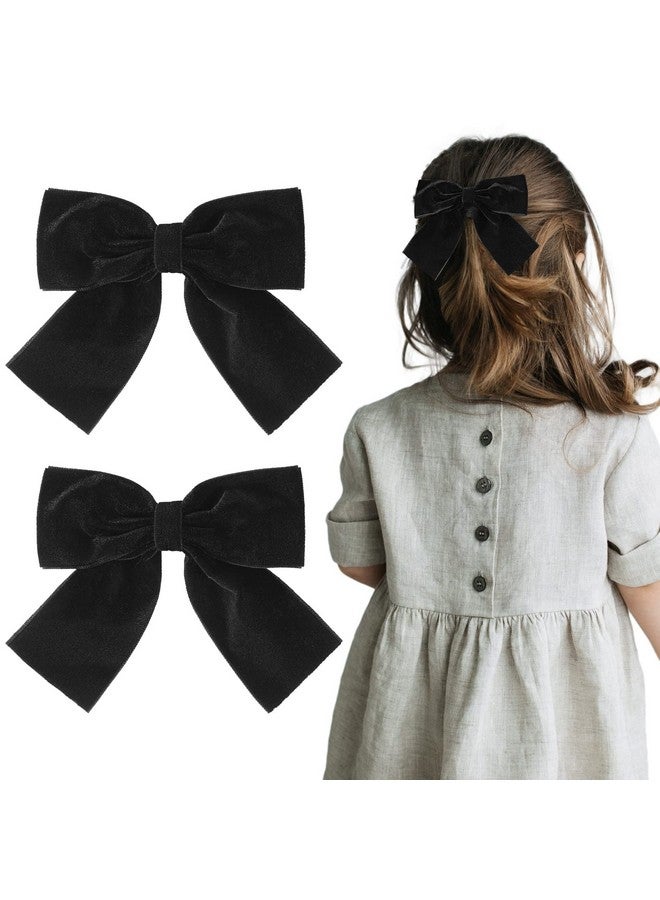 Aileam 2Pcs Velvet Hair Bows Black Hair Ribbon Clips 4" Big Fall Alligator Clips Hair Accessories For Women Girls Toddlers Kids Baby - Image 3