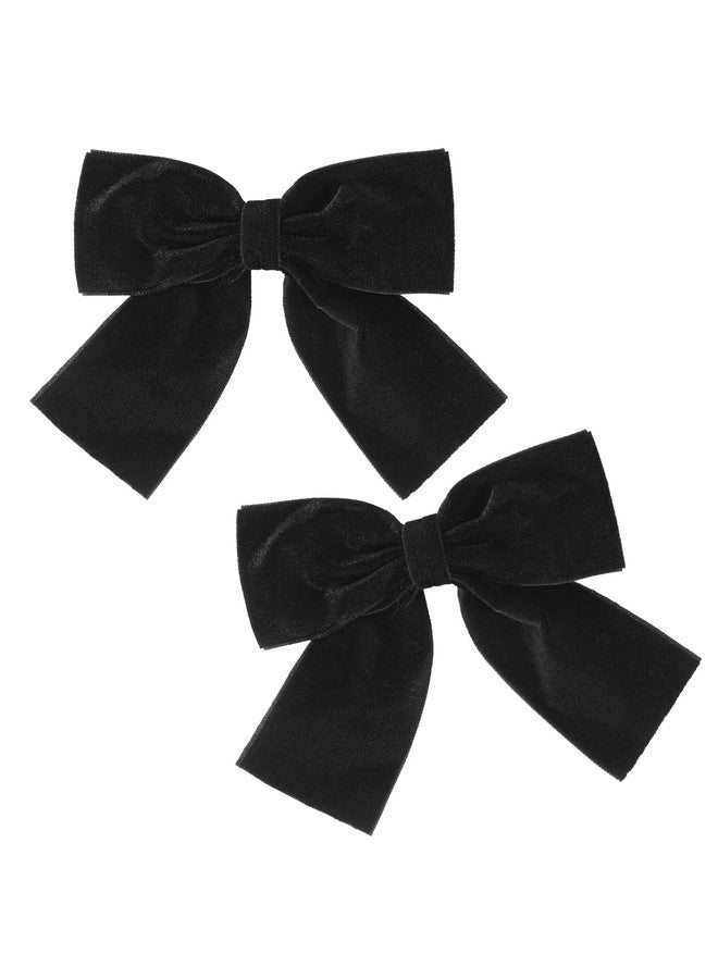 Aileam 2Pcs Velvet Hair Bows Black Hair Ribbon Clips 4" Big Fall Alligator Clips Hair Accessories For Women Girls Toddlers Kids Baby - Image 2