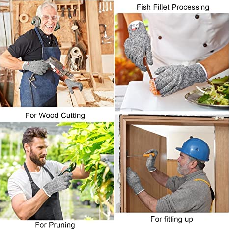 FEELING MALL Cut Resistant Gloves Hand Safety Food Grade Gloves for Pumpkin Wood Carving Meat Cutting Oyster Shucking Fish Cut Proof with Level 5 Protection Repairman carpenter sculpture protect hands - Image 2