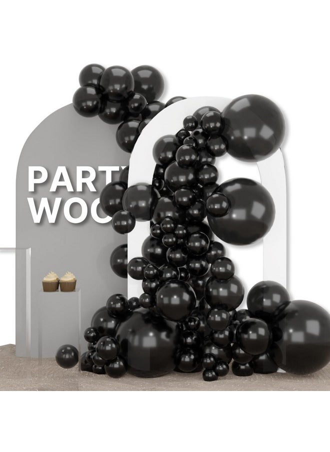 PartyWoo PartyWoo Black Balloons, 155 pcs Black Balloons Different Sizes Pack of 18 12 10 5 Inch Black Balloons Arch Kit Balloon Garland for Birthday, Graduation, Halloween, Party Decorations, Black-Y18  - Image 1