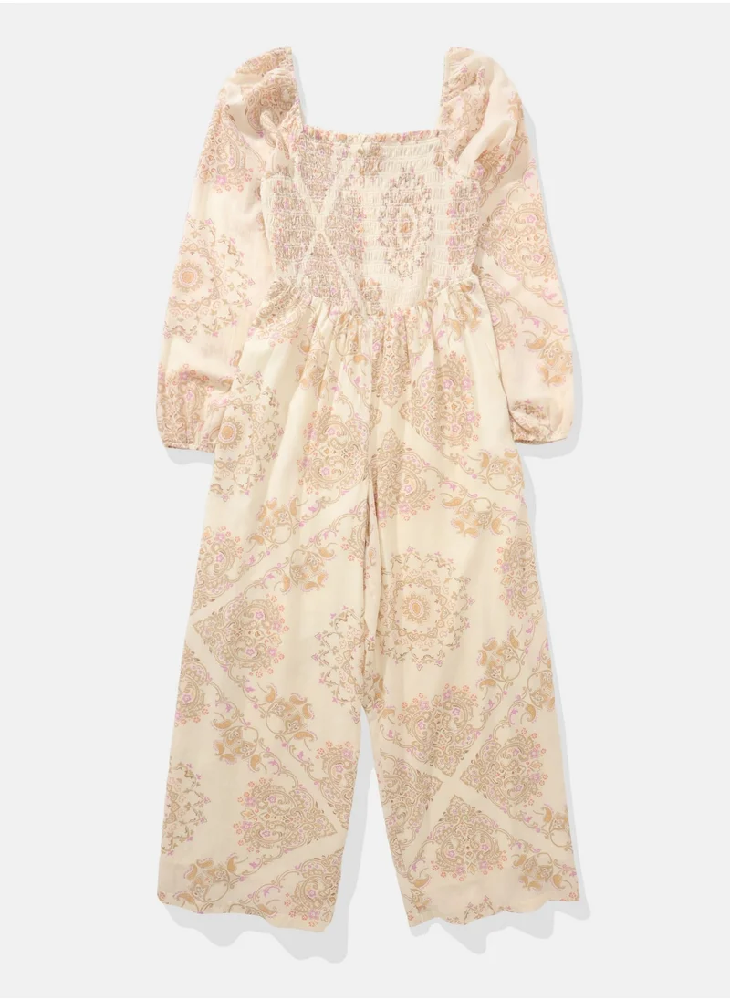 امريكان ايجل AE Puff Sleeve Smocked Jumpsuit