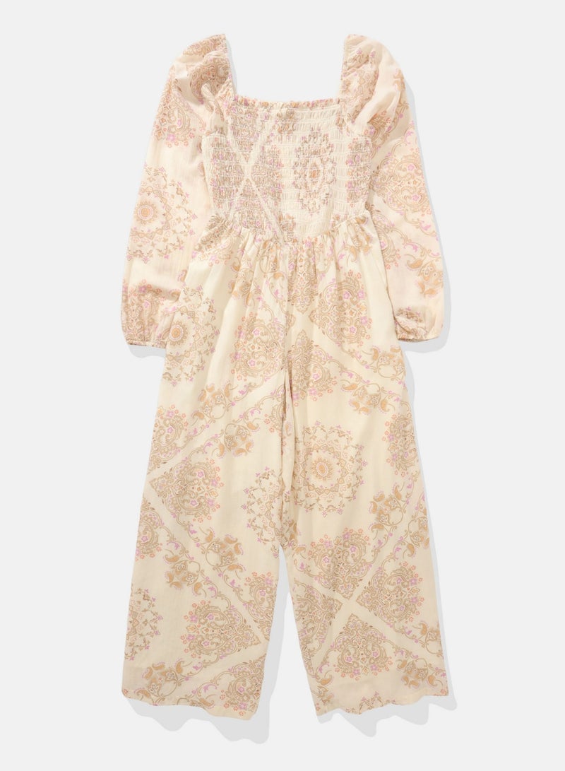 American Eagle AE Puff Sleeve Smocked Jumpsuit  - Image 1