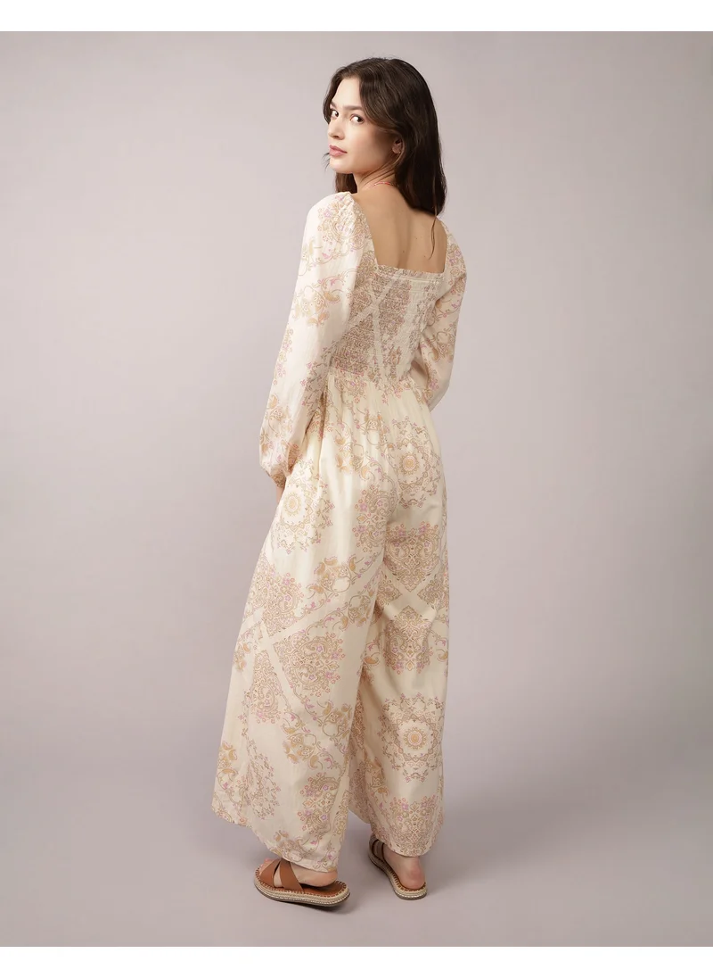امريكان ايجل AE Puff Sleeve Smocked Jumpsuit