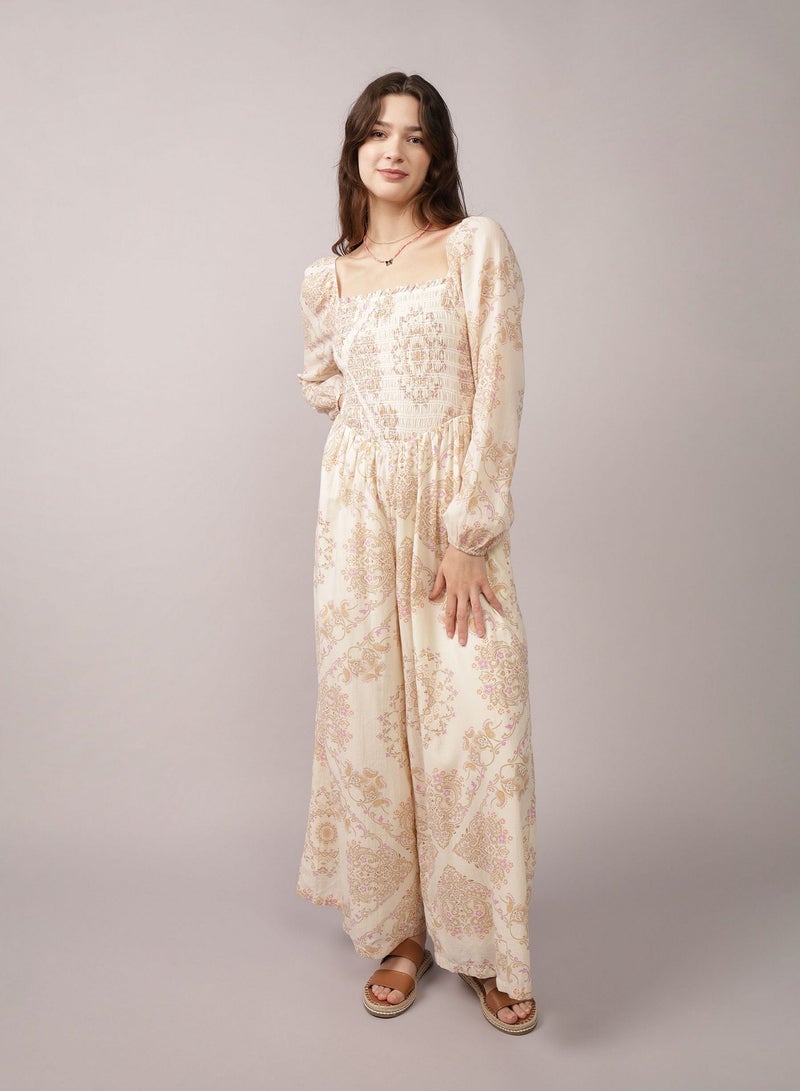 American Eagle AE Puff Sleeve Smocked Jumpsuit  - Image 2