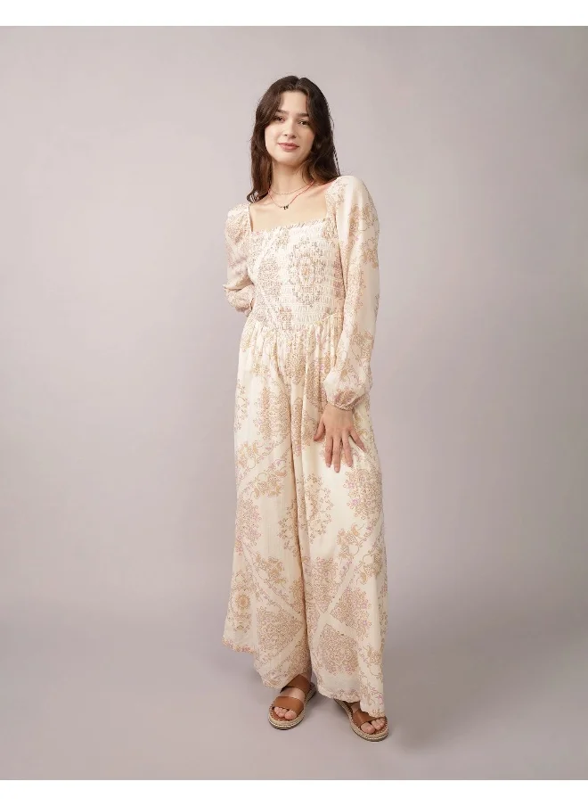 امريكان ايجل AE Puff Sleeve Smocked Jumpsuit