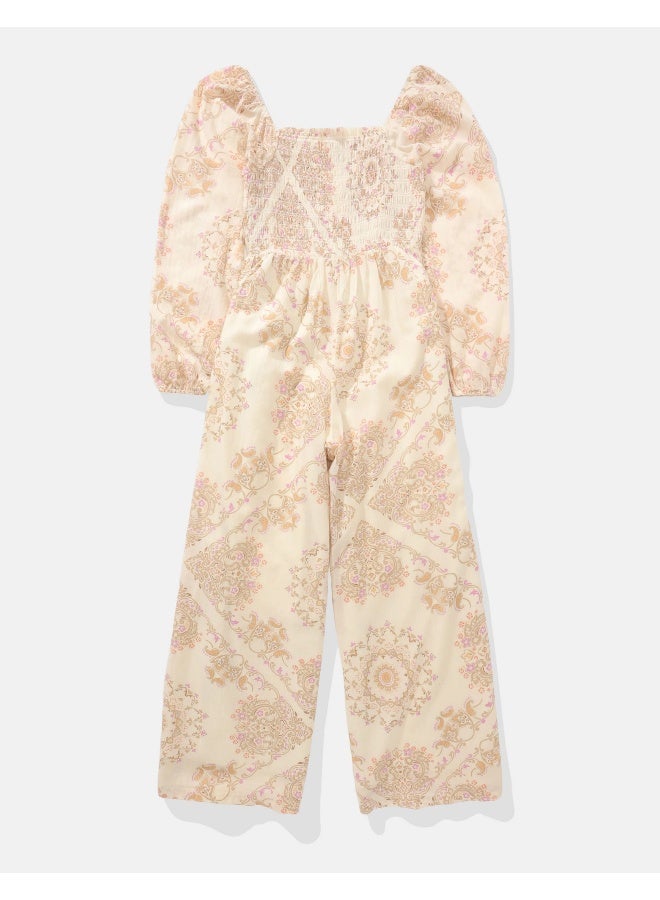 American Eagle AE Puff Sleeve Smocked Jumpsuit  - Image 3