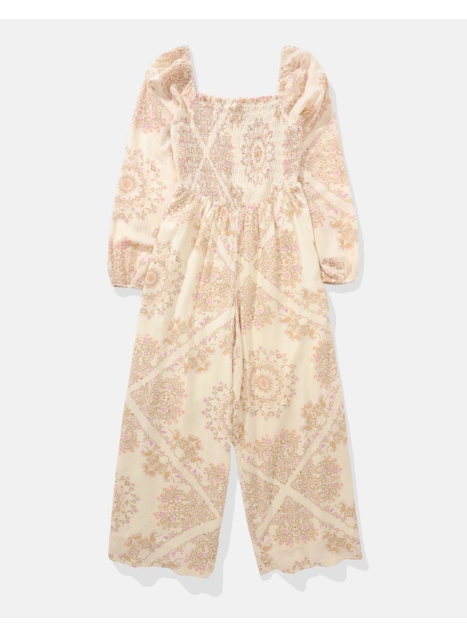 American Eagle AE Puff Sleeve Smocked Jumpsuit  - Image 4