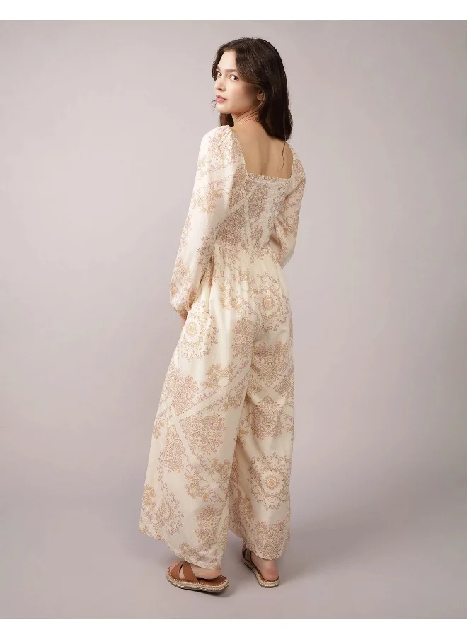 امريكان ايجل AE Puff Sleeve Smocked Jumpsuit
