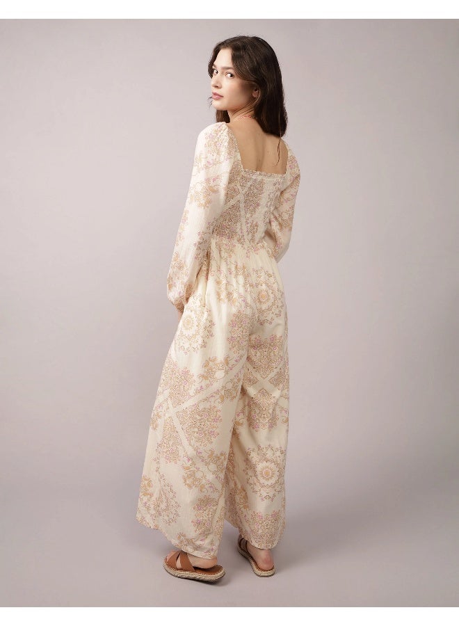 American Eagle AE Puff Sleeve Smocked Jumpsuit  - Image 2
