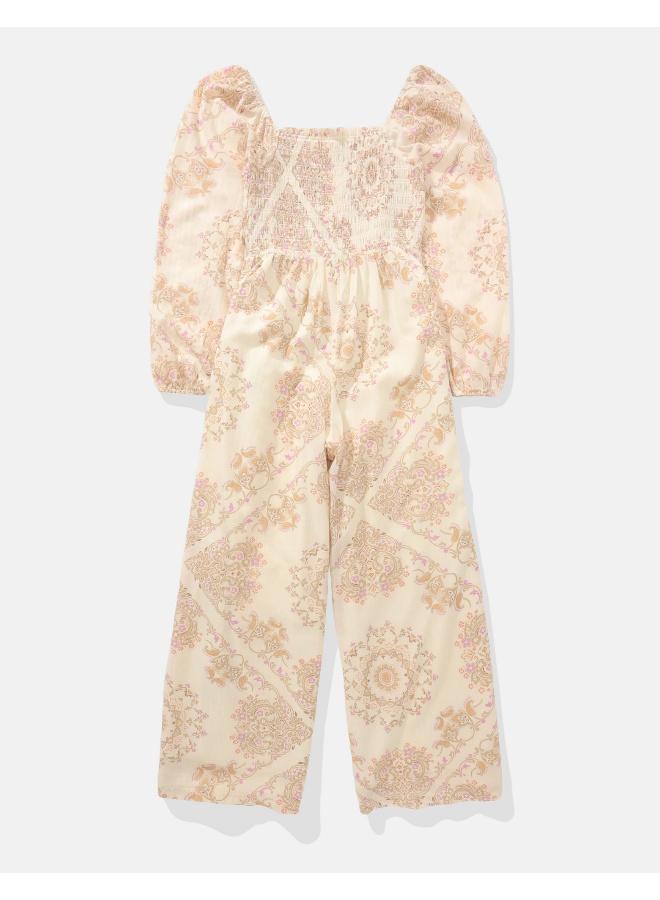 American Eagle AE Puff Sleeve Smocked Jumpsuit  - Image 2