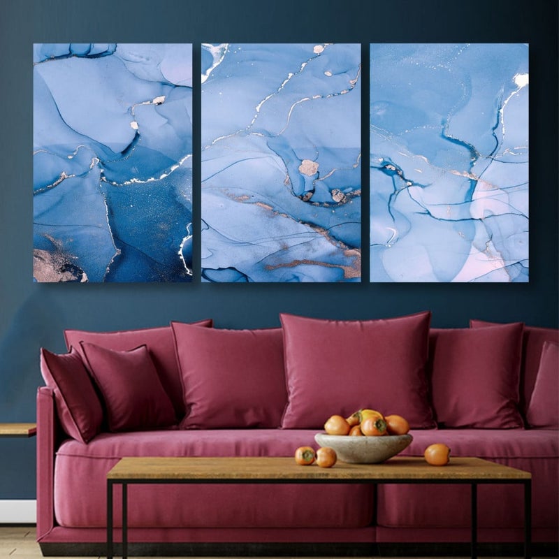 ماركتنا ثلاث لوحات قماشية بتصميم مودرن مع برواز مجوف مقاس (90×40) ثلاث قطع - Image 1