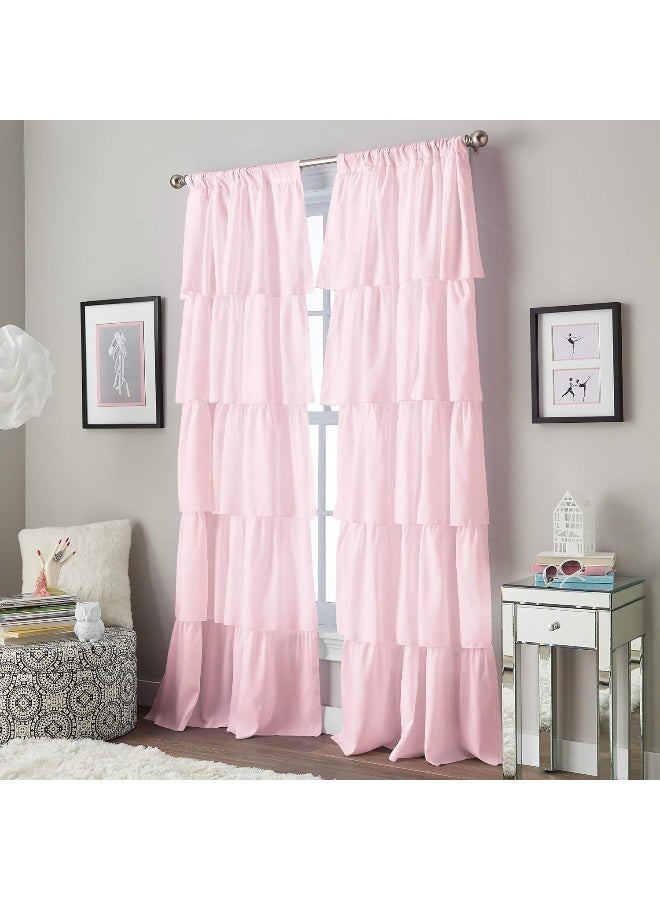 Curtainworks ستارة كورتن ووركس مزينة بالكشكشة بجيب قضيب 100% بوليستر، 42 × 63 بوصة، 1 لوحة ستارة، وردي - Image 3