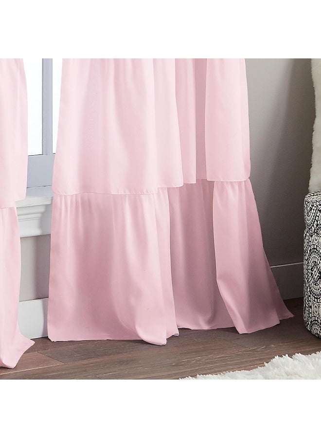 Curtainworks ستارة كورتن ووركس مزينة بالكشكشة بجيب قضيب 100% بوليستر، 42 × 63 بوصة، 1 لوحة ستارة، وردي - Image 4