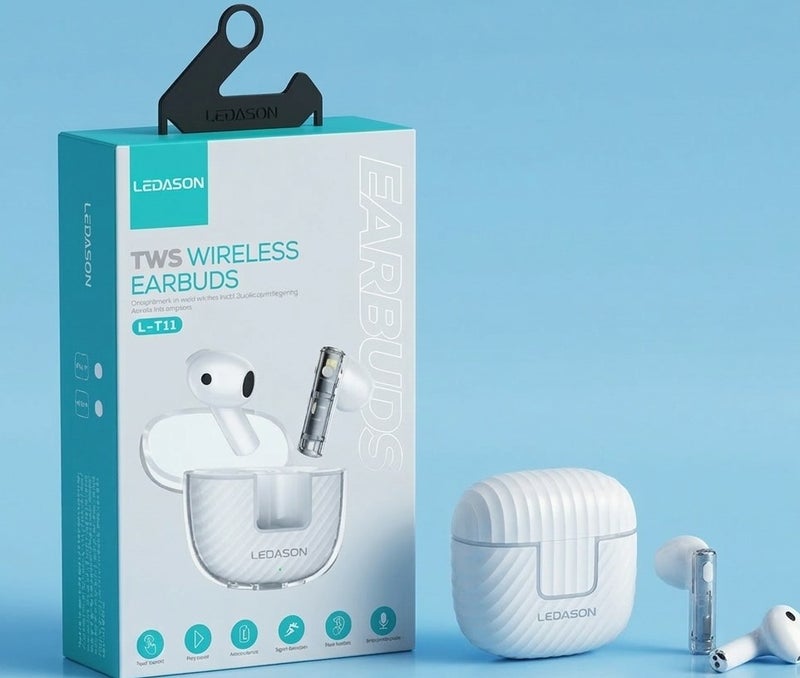 Ledason L-T11 TWS Wireless Earbuds with Semi-Transparent Charging Case - Image 1