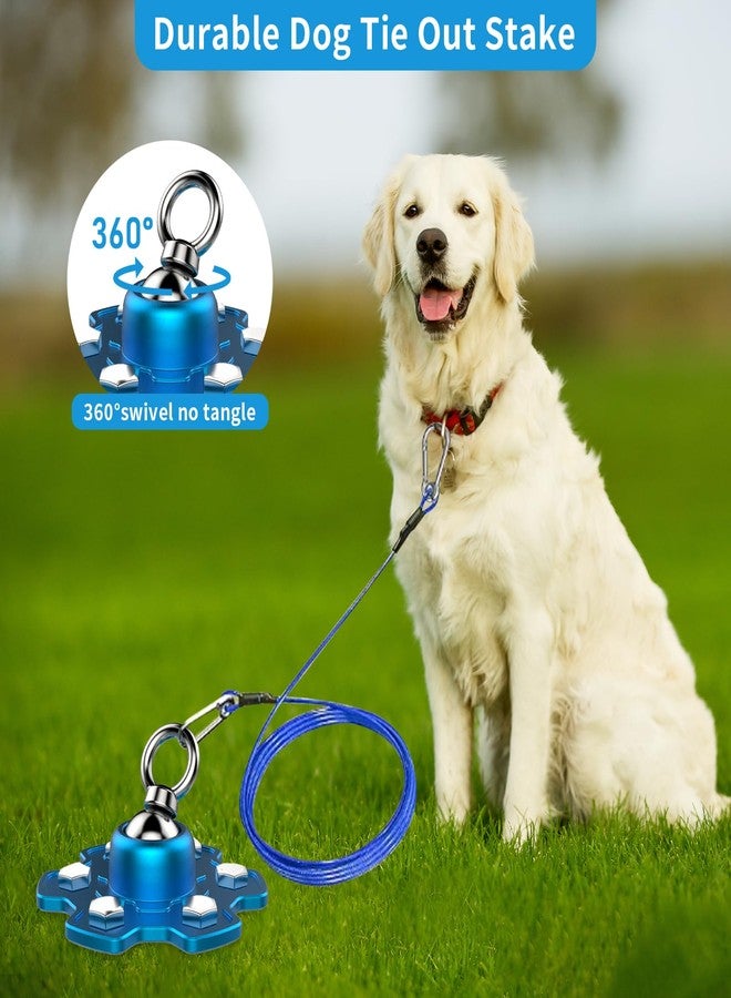 VOXGET Dog Tie Out Stake for Camping - Heavy Duty 360° Swivel Anchor for Pets Runner, Portable and Easy to Install Tie Out System for Large and Small Dogs, Weighing up to 200 lbs, Sky Blue - Image 4
