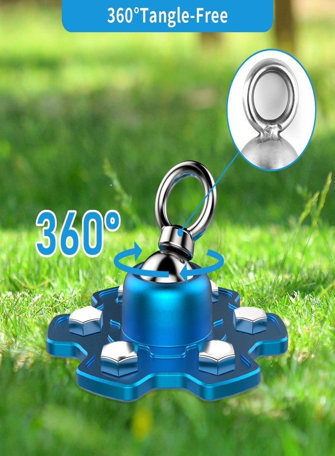 VOXGET Dog Tie Out Stake for Camping - Heavy Duty 360° Swivel Anchor for Pets Runner, Portable and Easy to Install Tie Out System for Large and Small Dogs, Weighing up to 200 lbs, Sky Blue - Image 2