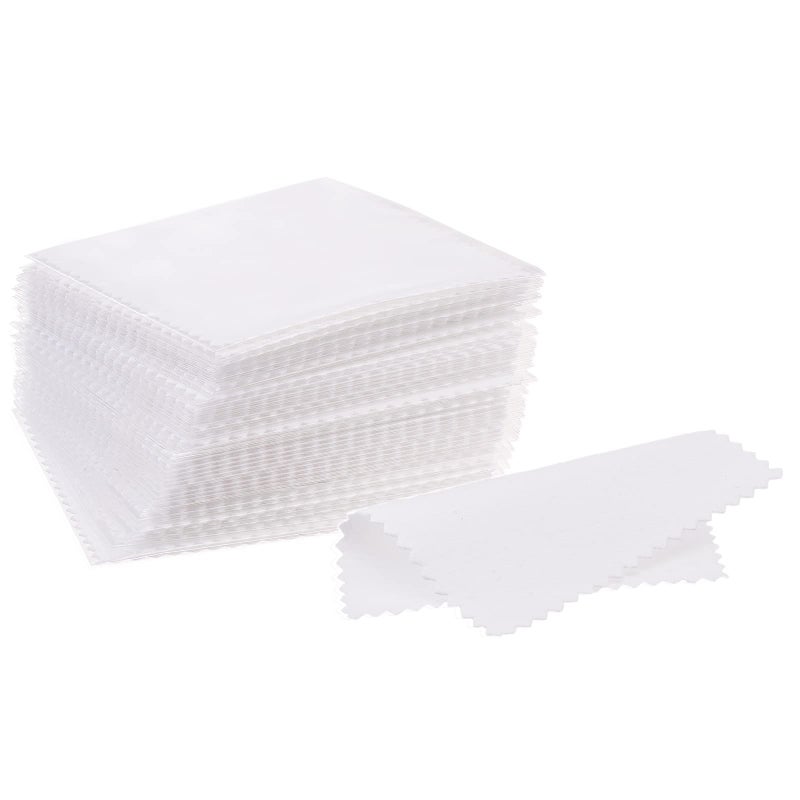 CATIFLIN 100pcs Jewelry Cleaning Cloth Silver Polishing Cloth Individually Wrapped Small Jewelry Polishing Cloth for Sterling Silver Gold Platinum and More White 315 x 315