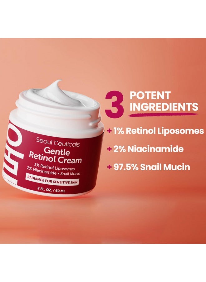 seoulceuticals - SeoulCeuticals 1% Korean Retinol Night Cream - 97.5% Snail Mucin + 2% Niacinamide Moisturizer for Face - Gentle K Beauty for Sensitive Skin 2oz - Image 1