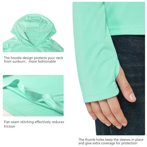 Willit هودي حماية من الشمس للنساء UPF 50+ من ويليت قميص طويل الأكمام للتنزه والصيد في الهواء الطلق لون أخضر فاتح L - Image 4