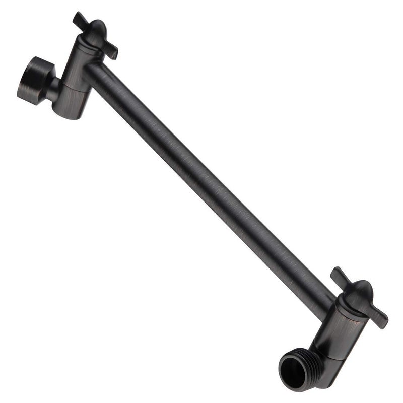 BRIGHT SHOWERS Brass Shower Head Extension Arm for Rain and Handheld Shower Head, 10 Inch Universal Shower Arm Extender, Height & Angle Adjustable, Oil-Rubbed Bronze - Image 1