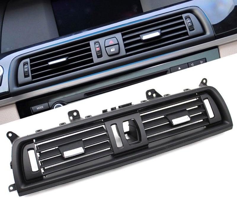 Goodithy Dashboard Front Center AC Air Vent Grille Outlet Cover, Middle Air Conditioning Panel Trim Replacement, for BMW 5 Series F10 F11 F18 520i 523i 525i 528i 535i (Plain Black) | Front Dash Center A/C Air Conditioning Grille Panel, for BMW 520i 523i 525i 528i 530i 535i 550i 2010-2016 - Image 1