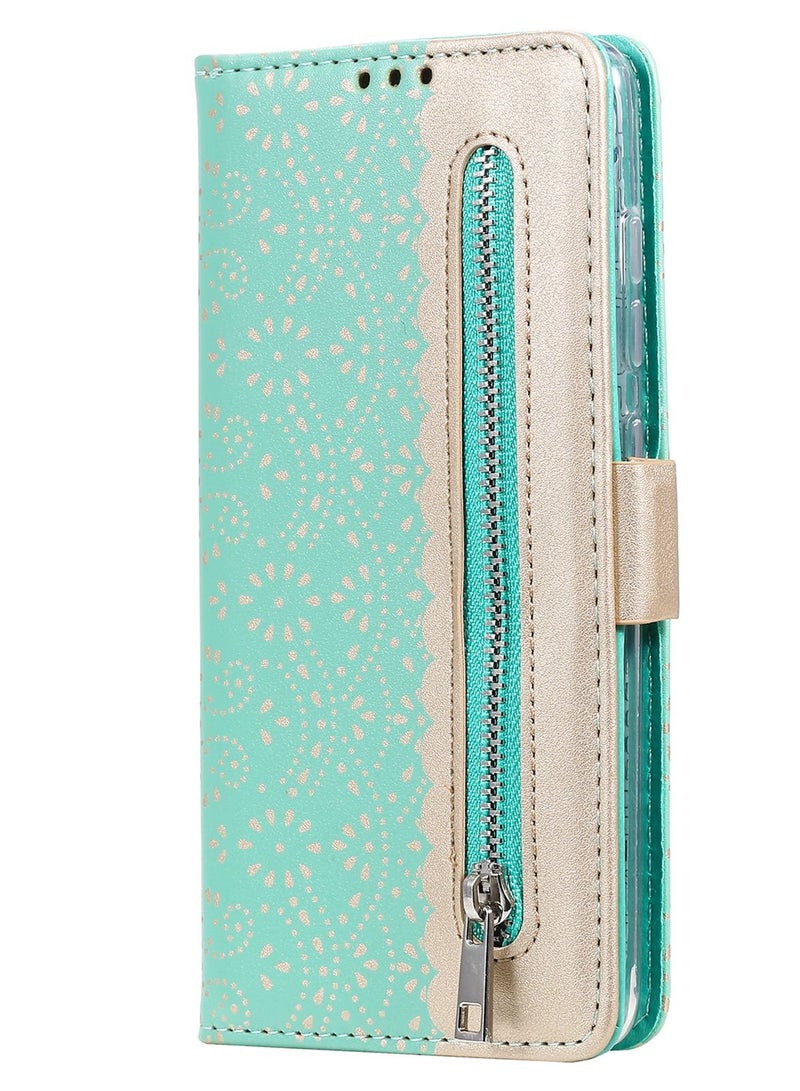 Suteni Lace Zipped Protective Leather Flip Cover Card Slots Phone Case for iPhone - Image 1