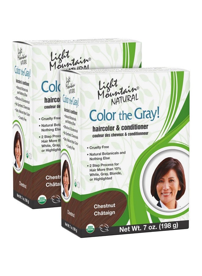 Light Mountain Henna Hair Color & Conditioner Color The Gray Chestnut Hair Dye For Men/Women 2Step Chemicalfree Semipermanent Hair Color For White Gray And Blonde Hair 7 Oz (Pack Of 2) - Image 1