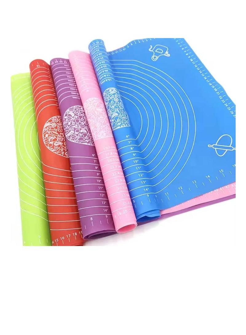 حصيرة عجين سيليكون كبيرة مع علامات الحجم لتقطيع البيتزا والمعجنات – 50 × 40 سم – تتغير اللون – غير لاصقة، سهل التنظيف، ومتينة للخبز والطهي - Image 1