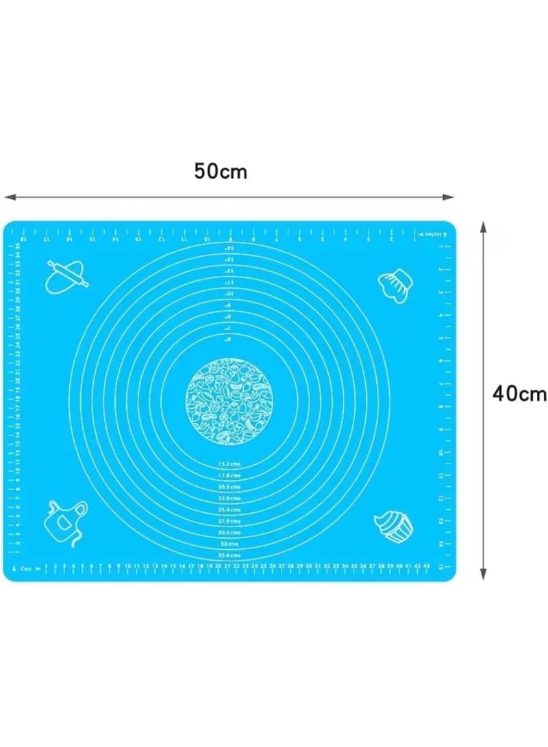 حصيرة عجين سيليكون كبيرة مع علامات الحجم لتقطيع البيتزا والمعجنات – 50 × 40 سم – تتغير اللون – غير لاصقة، سهل التنظيف، ومتينة للخبز والطهي - Image 2