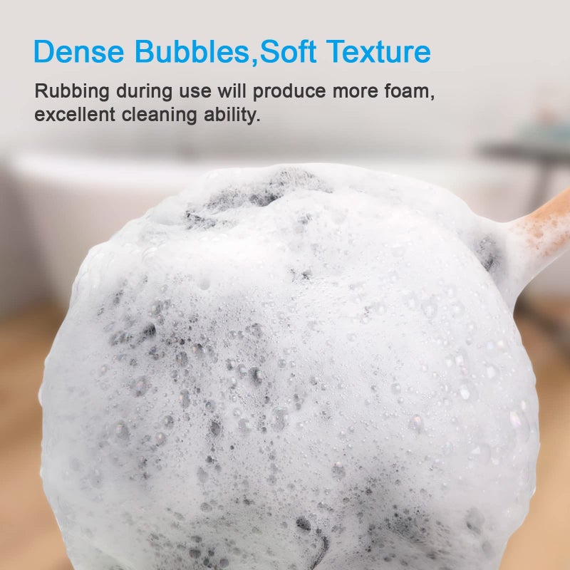 AmazerBath Shower Sponge Loofah Back Scrubber, PE Soft Mesh Loofah Body Scrubber with Long Wooden Handle, Bath Sponge for Men Women (Black) - Image 4