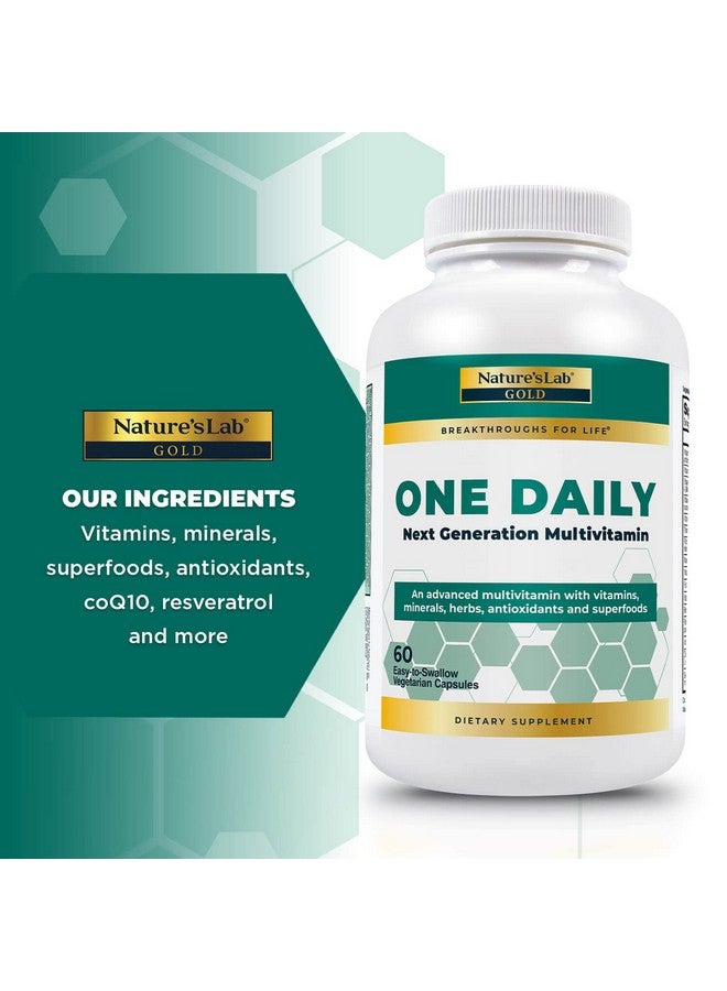 نايتشرز لاب Nature's Lab Gold One Daily Multivitamin - يحتوي على 19 فيتامين ومعادن أساسية بما في ذلك فيتامين C وD3 والزنك - 60 كبسولة (إمدادات لمدة شهرين) - Image 2