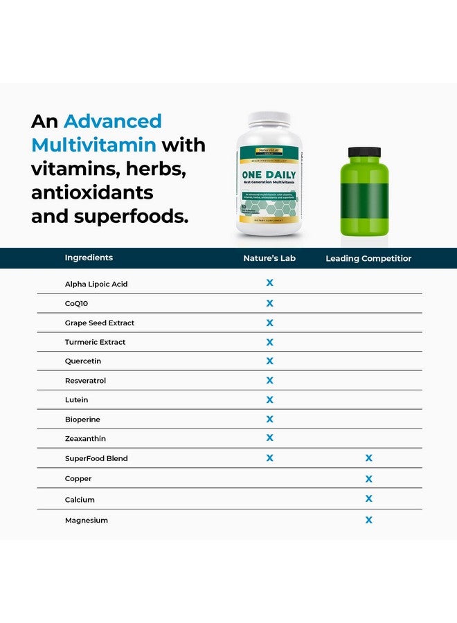 نايتشرز لاب Nature's Lab Gold One Daily Multivitamin - يحتوي على 19 فيتامين ومعادن أساسية بما في ذلك فيتامين C وD3 والزنك - 60 كبسولة (إمدادات لمدة شهرين) - Image 3